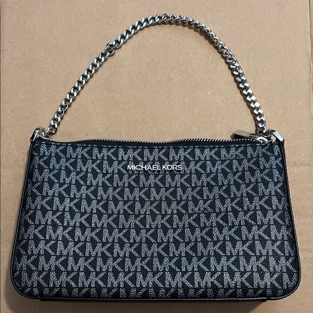 Michael Kors Black Monogram Chain Bag with Crossbody Strap